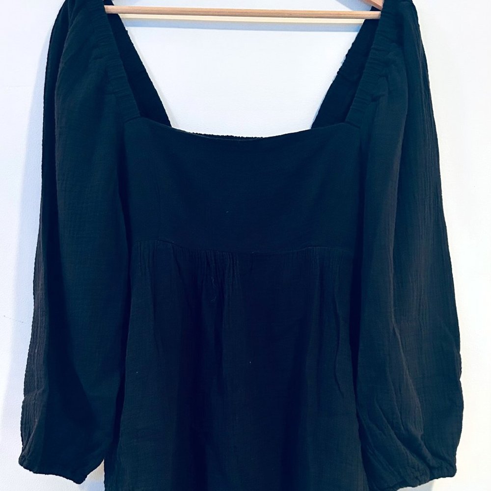 J. Crew black square neck soft gauze dress